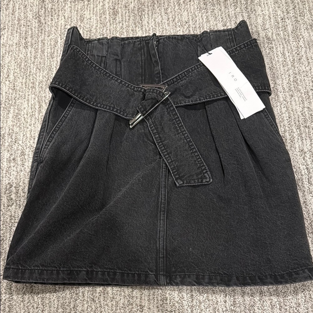 IRO Black Denim Skirt with Belt